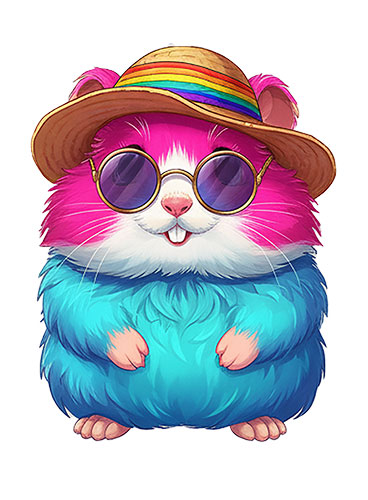 Hamster bleu et rose