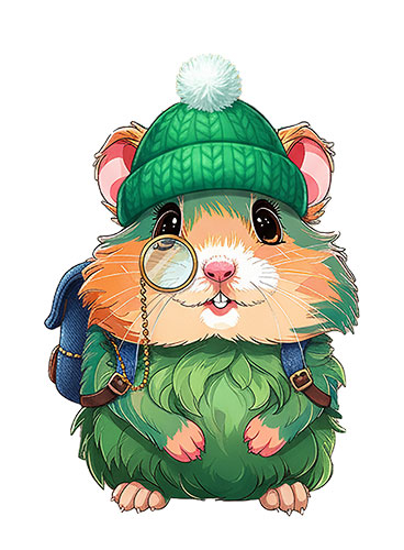 Hamster vert et bonnet